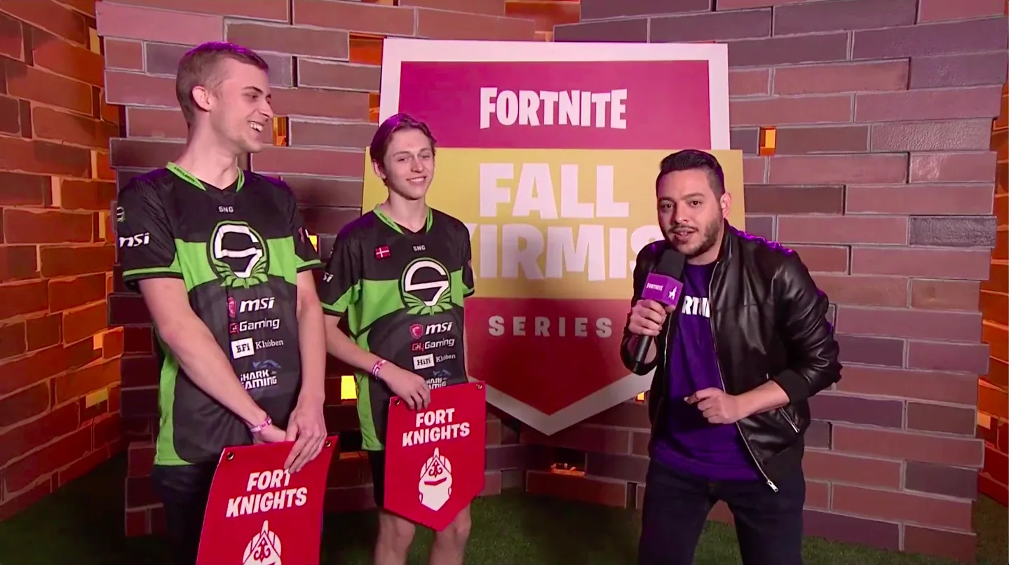 Team Singularity Fortnite players during a media interview
