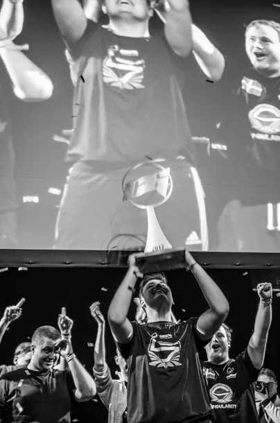 Team Singularity emblem held above the crowd at Copenhagen Games